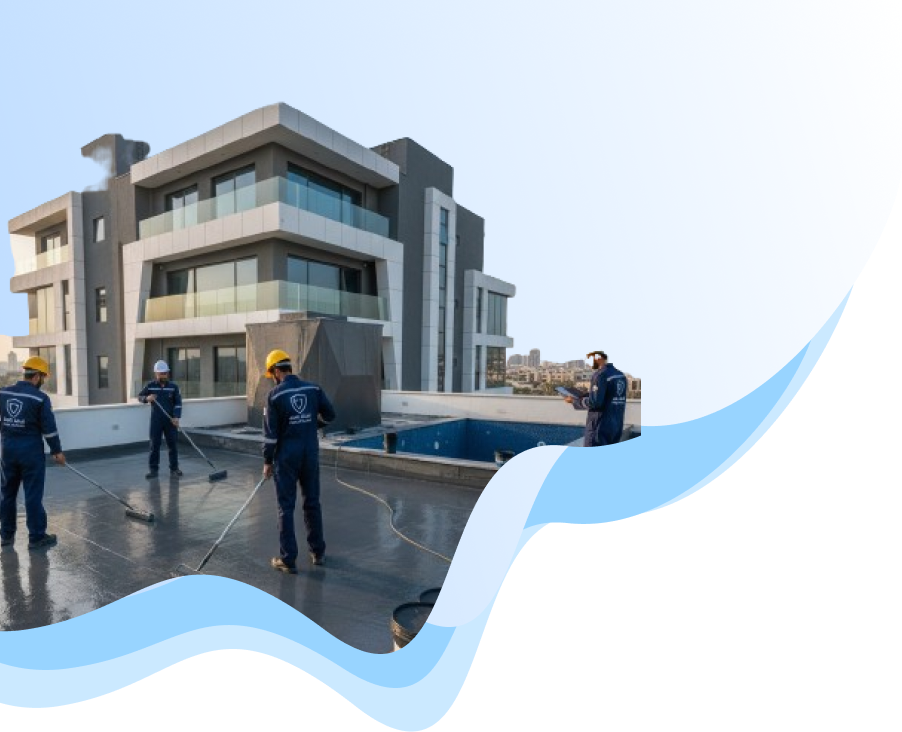 فريق عمل أمان المياه على سطح مبنى